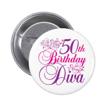 50. Geburtstags-Diva Buttons