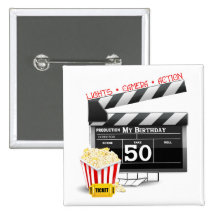 50. Geburtstags-Film-Thema Buttons