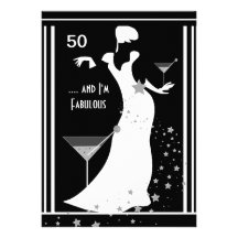 50. Geburtstags-Party-Diva-Kunst-Deko Schwarz-weiß Individuelle Einladung