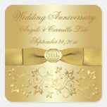 50. Hochzeitstag-Goldblumenaufkleber