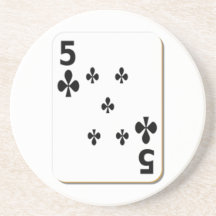 5 of Clubs Playing Card Drink Coasters