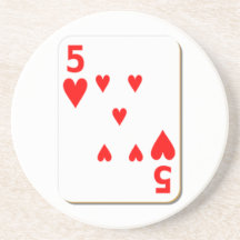 5 of Hearts Playing Card Coasters
