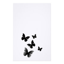 5 schwarze Schmetterlinge Büropapier