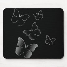 5 schwarze Schmetterlinge Mousepad
