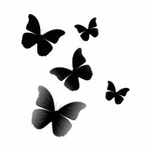 5 schwarze Schmetterlinge Photo Skulptur