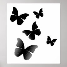 5 schwarze Schmetterlinge Poster