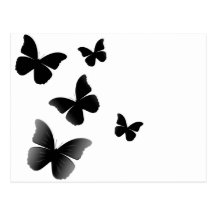 5 schwarze Schmetterlinge Postkarte