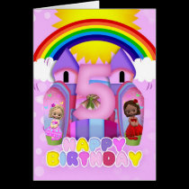 5th Birthday Bouncy Castle Greeting Card For Girls karten