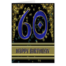 60. Geburtstagskarte mit Gold und Blasen