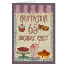 65. Geburtstags-Party - Kuchen, Plätzchen, Eiscrem Karten