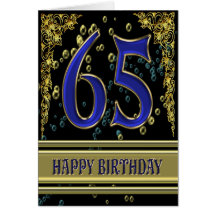 65. Geburtstagskarte mit Gold und Blasen