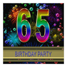 65th Birthday party Invitation with bubbles