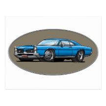 67 Pontiac GTO_blue Postkarten