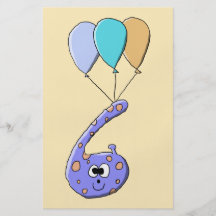 6. Geburtstag, lila Geburtstags-Monster-Karikatur Personalisierte Flyer