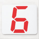 6 sechs digitale Zahl des Rot-Weckers Mousepad