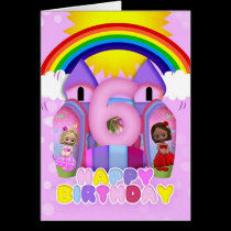 6th Birthday Bouncy Castle Greeting Card For Girls karten
