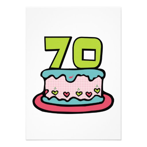 70 Jährig-Geburtstags-Kuchen Personalisierte Ankündigungskarte