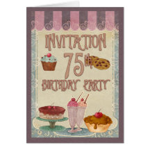 75. Geburtstags-Party - Kuchen, Plätzchen, Eiscrem Grußkarte