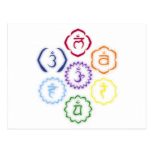 7 Chakras in einem Kreis Postkarte