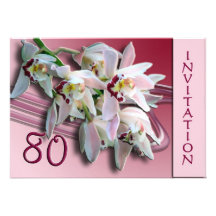 80. Geburtstags-Party Einladung - Orchideen