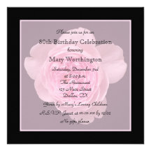 80. Geburtstags-Party Einladung - Rose für 80.