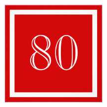 80. Geburtstags-Party Einladung - Rot
