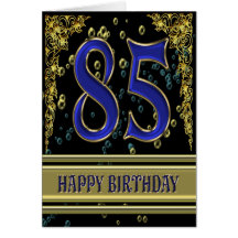 85. Geburtstagskarte mit Gold und Blasen