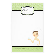 8,5" x 5,5" stationäre Blätter - grüner Damast-Wel Druckpapier