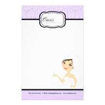 8,5" x 5,5" stationäre Blätter - lila Damast-Welln Individuelles Büropapier