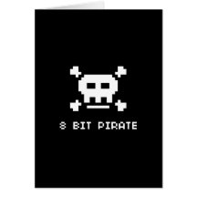 8 Bit-Pirat Grußkarten