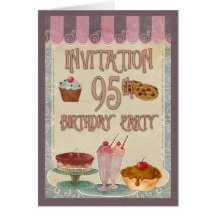 95. Geburtstags-Party - Kuchen, Plätzchen, Eiscrem Grußkarte
