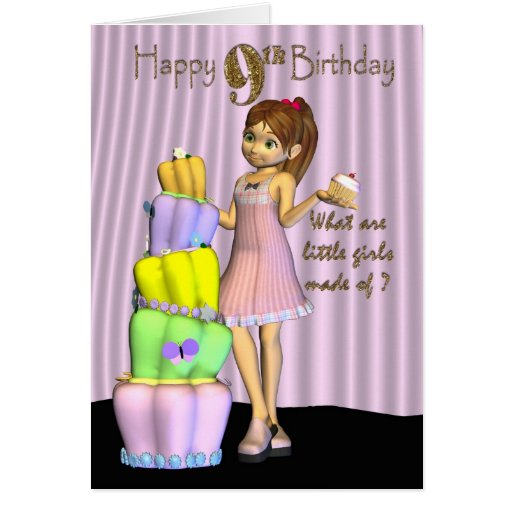 9. Geburtstag, kleines Mädchen der alles- Gute zum