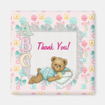ABC-Teddybär-Rosa-Babyparty - danke Kühlschrankmagnete
