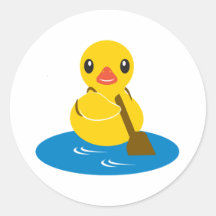 ABC-Tiere - Paddel-Ente Runder Aufkleber