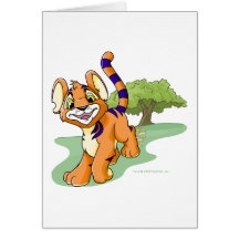 Abenteuerliches orange Kougra auf Geheimnis-Insel Grußkarten