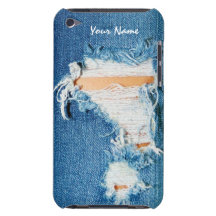 Abgenutzt - beunruhigtes blaues Jean-Denim Barely There iPod Hüllen