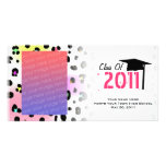 Abschluss-Klasse des 2011 Neon-Leopard-Druckes Individuelle Foto Karten