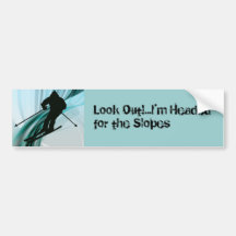Abschüssiger Skifahrer auf eisigen Bändern Auto Sticker