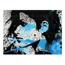Abstrakte blaue Schwarz-weiße Mädchenwatercolor-Ku Postkarten