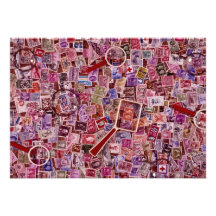 Abstrakte Porto-Briefmarken und -vergrößerungsgläs Personalisierte Einladungskarten