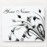 Abstrakte Schwarzweiss-Blumen Mousepad