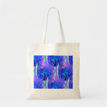 Abstrakter Blumenstrudel-blaue lila Girly Geschenk Tasche