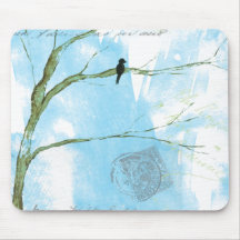 Abstrakter Kunst-Schwarz-Vogel in den Baum-Briefen Mousepads
