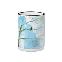 Abstrakter Kunst-Schwarz-Vogel in den Baum-Briefen Tasse