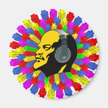 Abstrakter Lenin-Kopf im Stern-Kreis Magnets
