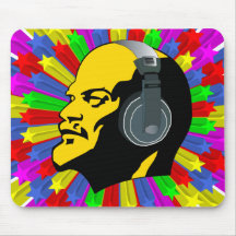 Abstrakter Lenin-Kopf im Stern-Kreis Mousepad