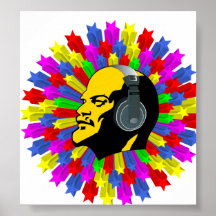 Abstrakter Lenin-Kopf im Stern-Kreis Plakate