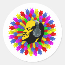 Abstrakter Lenin-Kopf im Stern-Kreis Runde Sticker