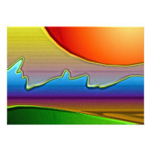 Abstrakter Sun über Wellen-Kunst Einladungskarten