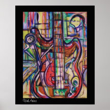 Abstraktes Bass-Gitarren-Plakat durch ValAries